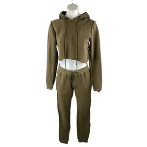 Danielle Guizio Olive Green Hoodie and Jogger Set